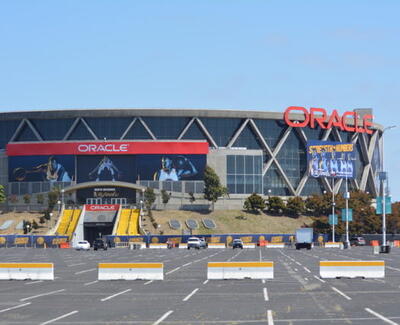 Warriors' Oracle arena on a sunny day